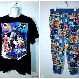 Men's Size XL DC Comics Batman & Robin Retro T-Shirt & Casual Pants 2 Piece Set